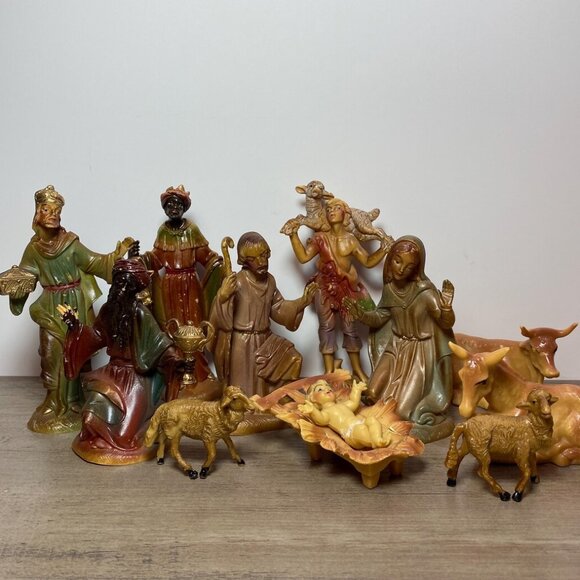 Vintage Plastic Nativity Scene Figures – Mid-Century Christmas Manger Decor - Picture 1 of 9